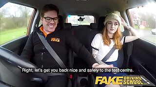 Fake Driving Slim hot redhead minx fucks better then she drives
